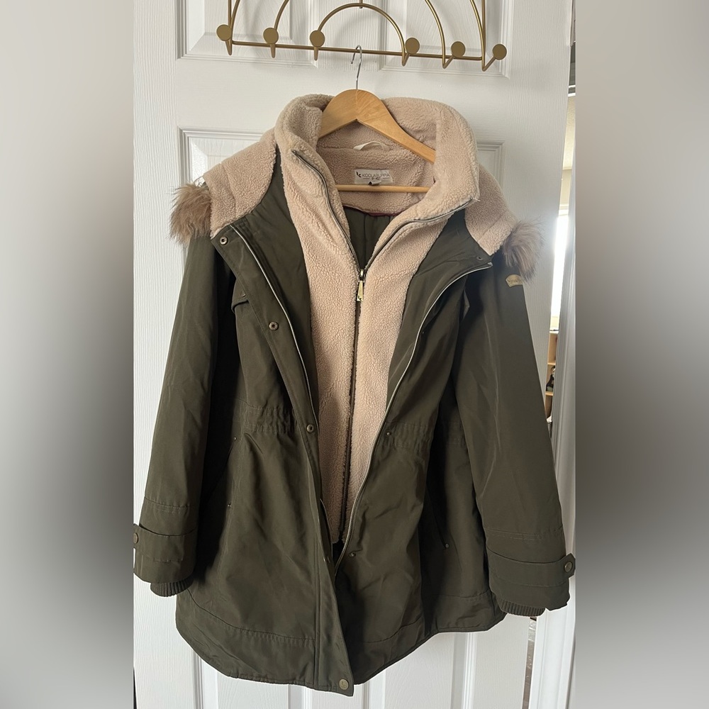 Koolaburra by UGG Sherpa Lined Olive Green Parka Faux Fur Hood XL